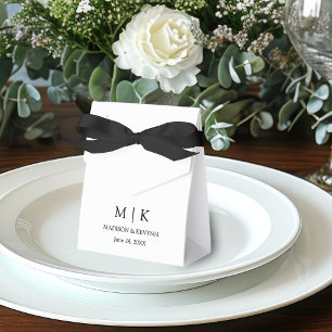 Ballotins Monogramme minimaliste moderne Mariage noir Bow