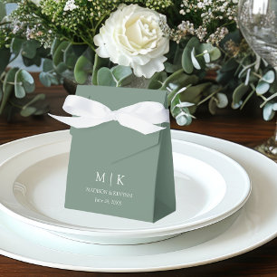 Ballotins Monogramme minimaliste moderne Mariage Sage Vert