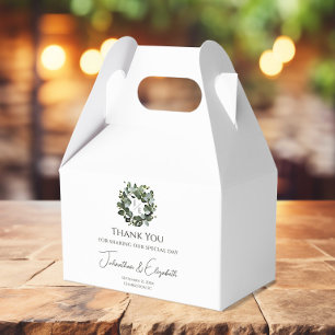 Ballotins Monogramme moderne Eucalyptus Mariage de couronne 