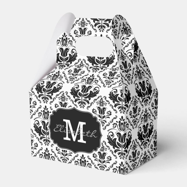 Ballotins Monogramme noir classique et chic noir blanc Damas (Verso)