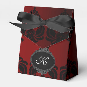 Ballotins Monogramme Red Damask Party Favoriser Box