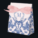 Ballotins Monogramme rose et bleu Damas<br><div class="desc">Ce design de boîte de Noël a un design primitif de grand-millénaires avec un motif damassé bleu marine sur un arrière - plan rose vif. Il y a une place sur le rabat supérieur pour ajouter votre monogramme initial. L'avant et l'arrière ont un motif de damas de coordination.</div>