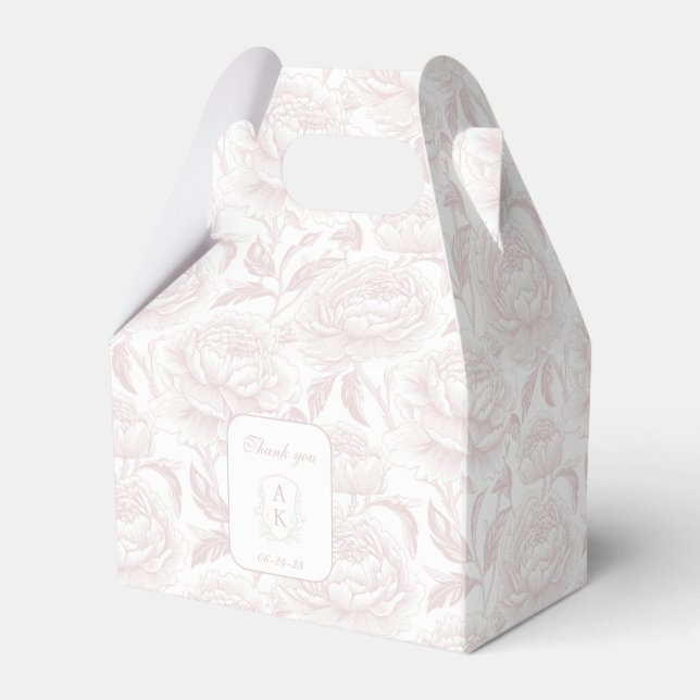 Ballotins Monogramme rose pâle Crest Chinoiserie Peonies (Verso)