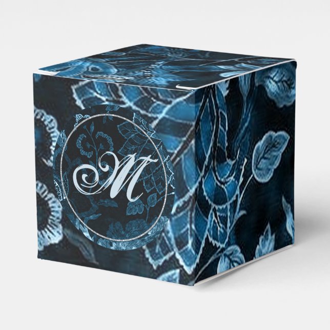 Ballotins Monogramme Turquoise Vintage Floral Cube Ballotin (Verso)