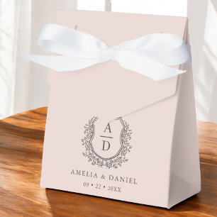 Ballotins Monographie florale rose pâle Mariage Crest modern