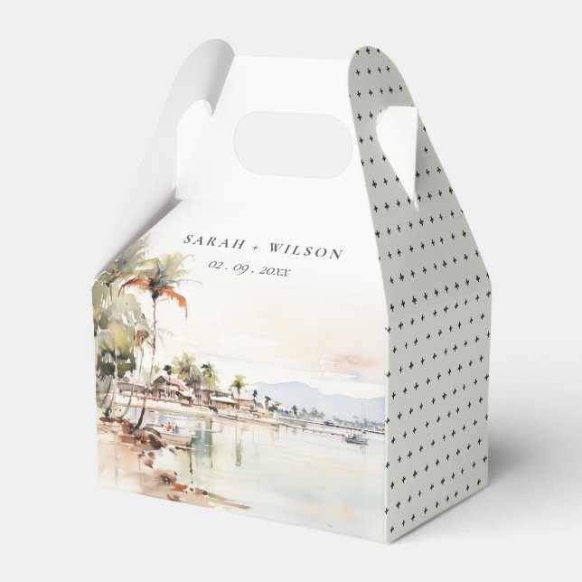 Ballotins Montego Bay Jamaïque Mariage de paysage aquarelle (Verso)