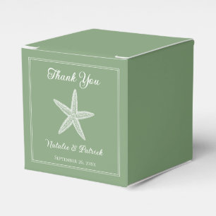 Ballotins Moss Green Starfish Wedding Favor Boxes