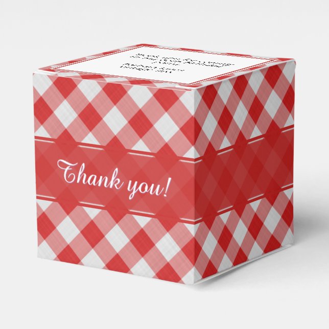 Ballotins Motif à carreaux gingham rouge/blanc "Merci" (Verso)