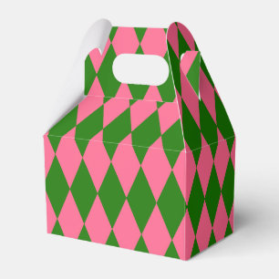 Ballotins Motif à carreaux Harlequin vert rose 