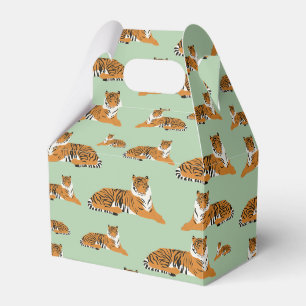 Ballotins Motif animalier de tigre de jungle vert sauge oran