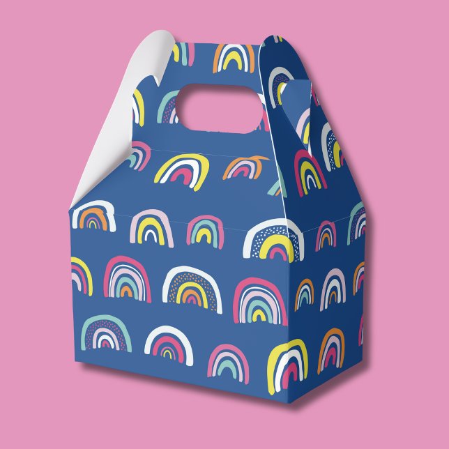Ballotins Motif arc-en-ciel bleu (Rainbow pattern blue and pink party favor box)