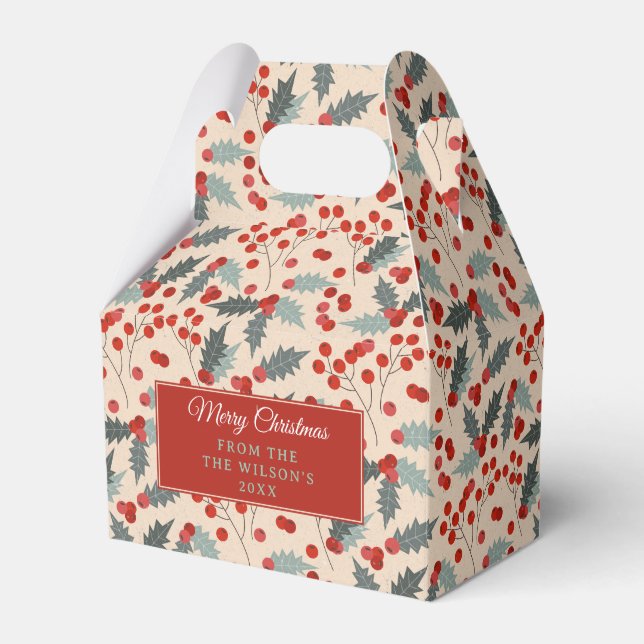 Ballotins Motif botanique de Noël Holly Berry moderne (Verso)
