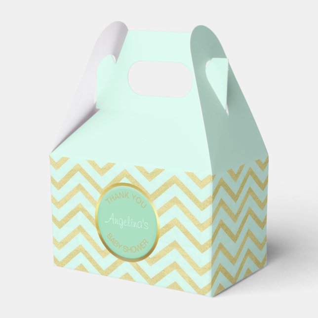 Ballotins Motif Chevron personnalisé Mint Green Gold Foil (Verso)