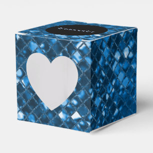 Ballotins Motif Coeur de Mosaïque Bleu Étincelant Ballotin