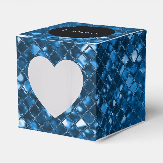 Ballotins Motif Coeur de Mosaïque Bleu Étincelant Ballotin (Verso)
