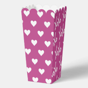 Ballotins Motif Cœurs XOXO Magenta Rose Chaud et Blanc
