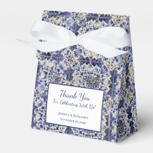 Ballotins Motif de carreaux bleu blanc géométrique vintage