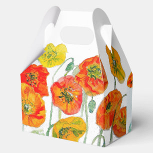 Ballotins Motif de fleur de pavot rouge orange aquarelle mar