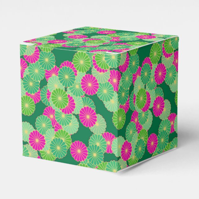 Ballotins Motif de fleurs Art Déco - tons verts, fuchsia (Verso)