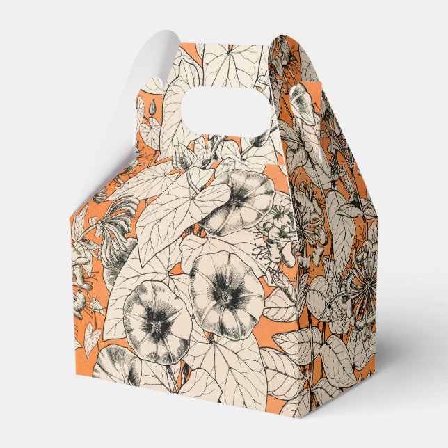 Ballotins Motif de fleurs graphiques blanches orange (Verso)
