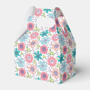 Ballotins Motif de fleurs multicolores fond blanc