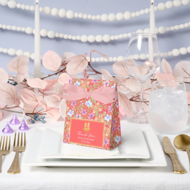 Ballotins Motif de fleurs pastel rouge de mariage chinois (Mariage)