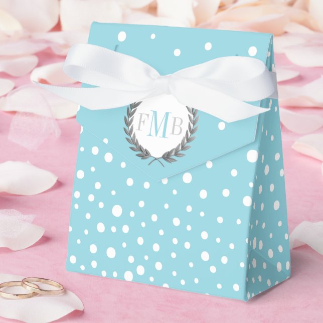 Ballotins Motif de points mariage bleu clair et blanc (Mariage)