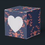 Ballotins Motif de reine abeille corail et marine<br><div class="desc">Boîte à faveurs vintage à motif de reine royale corail et bleu marine pour compléter la collection ci-dessous.</div>
