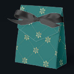 Ballotins Motif de treillis floral sarcelle et or<br><div class="desc">Boîte de faveur vintage aux accents de sarcelle et d'or.</div>