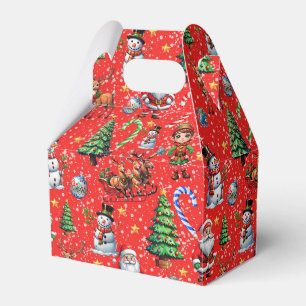Ballotins Motif décoratif de Noël sur fond rouge