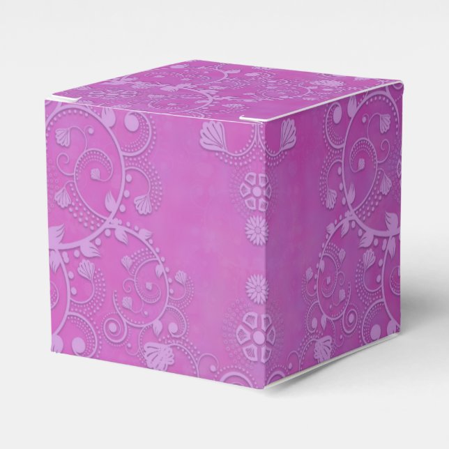 Ballotins Motif floral complexe damassé pourpre fuchsia (Verso)