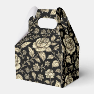 Ballotins Motif floral de rose dorée vintage sur fond noir