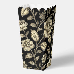 Ballotins Motif floral de rose dorée vintage sur fond noir