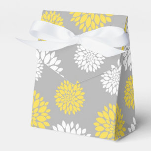 Ballotins Motif floral jaune, gris et blanc
