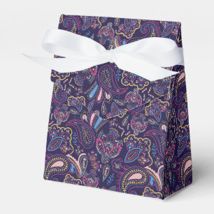 Ballotins Motif floral paisley ethnique rétro bleu vintage