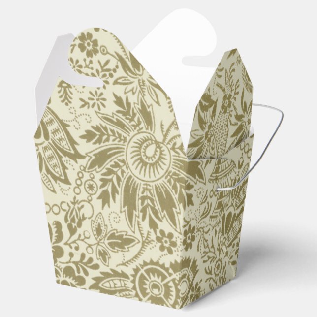 Ballotins Motif Floral Vert Sage Antique Damas (Ouvert)