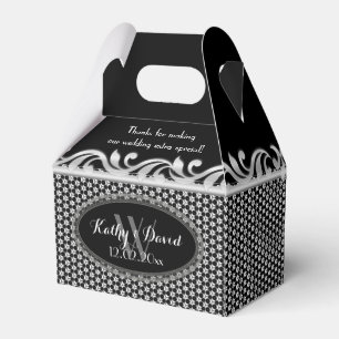 Ballotins Motif géométrique Fleur d'Argent Noir Blanc Soirée