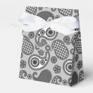Ballotins Motif Paisley, tons gris, noir et blanc