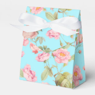 Ballotins Motif Rose Vintage Victorien d'été sur Turquoise