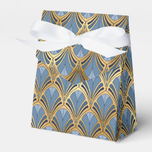 Ballotins Motif Vintage Art Déco Bleu Élégant Or