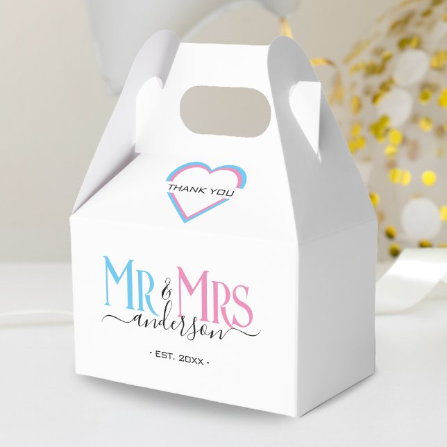 Ballotins Mr & Mrs NewlyWedding Wedding Favor Merci (pink & blue mr and mrs thank you wedding favor box)