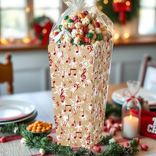 Ballotins Musique rouge et neige sur le sac en papier look