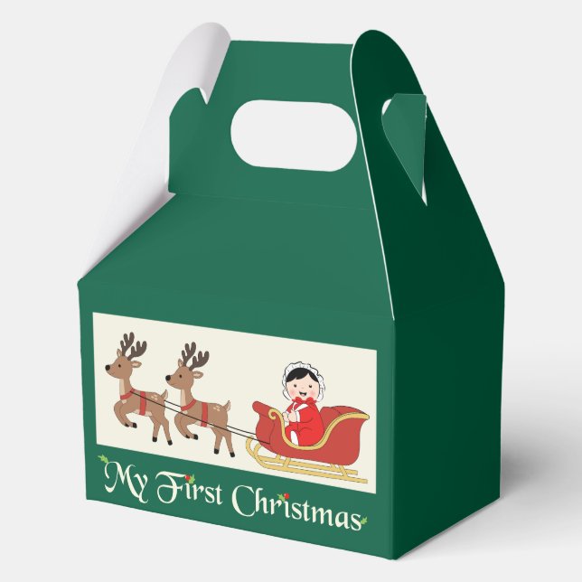 Ballotins My First Christmas Favor Box– Cute Baby & Reindeer (Recto)