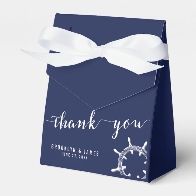 Ballotins Nautique Marine Blue Wedding Favor Boxes (Verso)