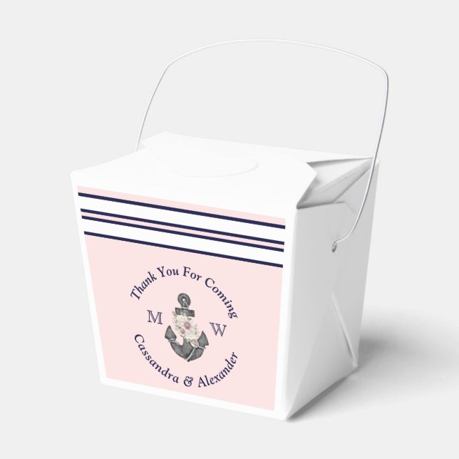 Ballotins Nautique Monogramme Marine Bleu Floral Ancre (Verso)