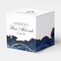 Navy Blue Gold Agate Bar Mitzvah Chic Carré Party