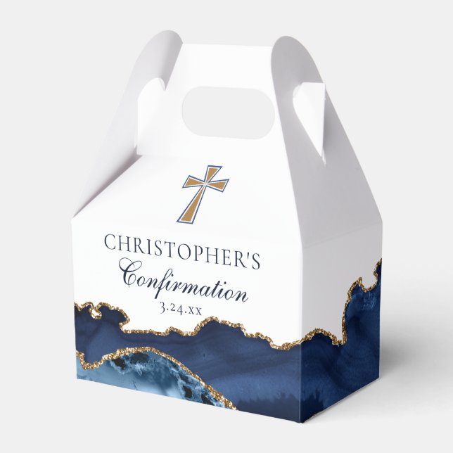 Ballotins Navy Blue Gold Christian Cross Confirmation Party (Verso)