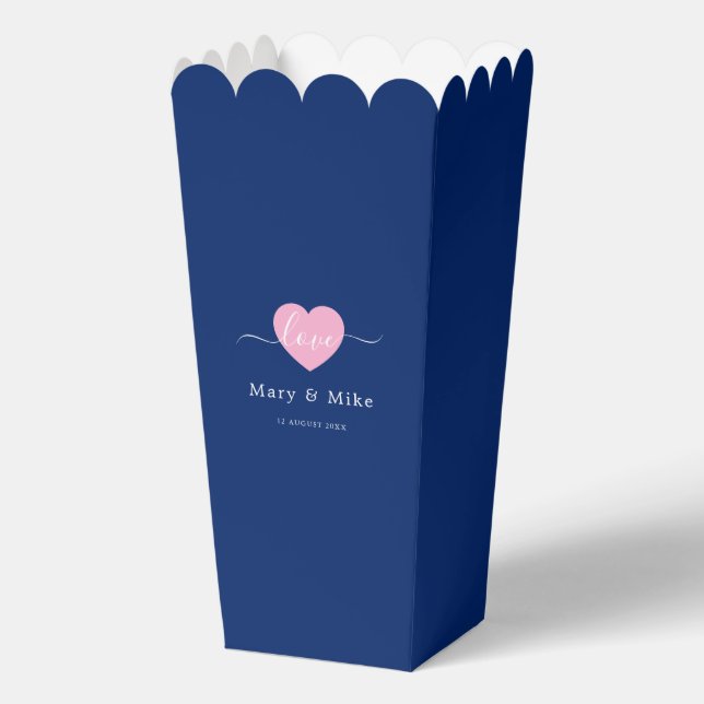 Ballotins Navy Blue Love Text avec Popcorn Stylisé en forme  (Recto)