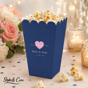 Ballotins Navy Blue Love Text avec Popcorn Stylisé en forme