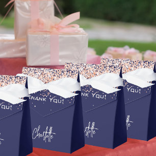 Ballotins Navy blue rose gold paillettes nom merci